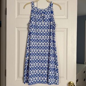 Lulu B summer sleeveless dress, white & blue, size M